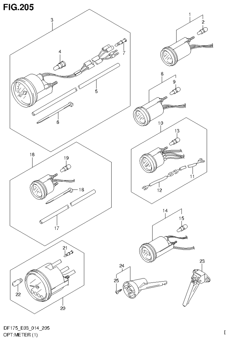 Suzuki DF175ZG OPT:METER (1) parts diagram